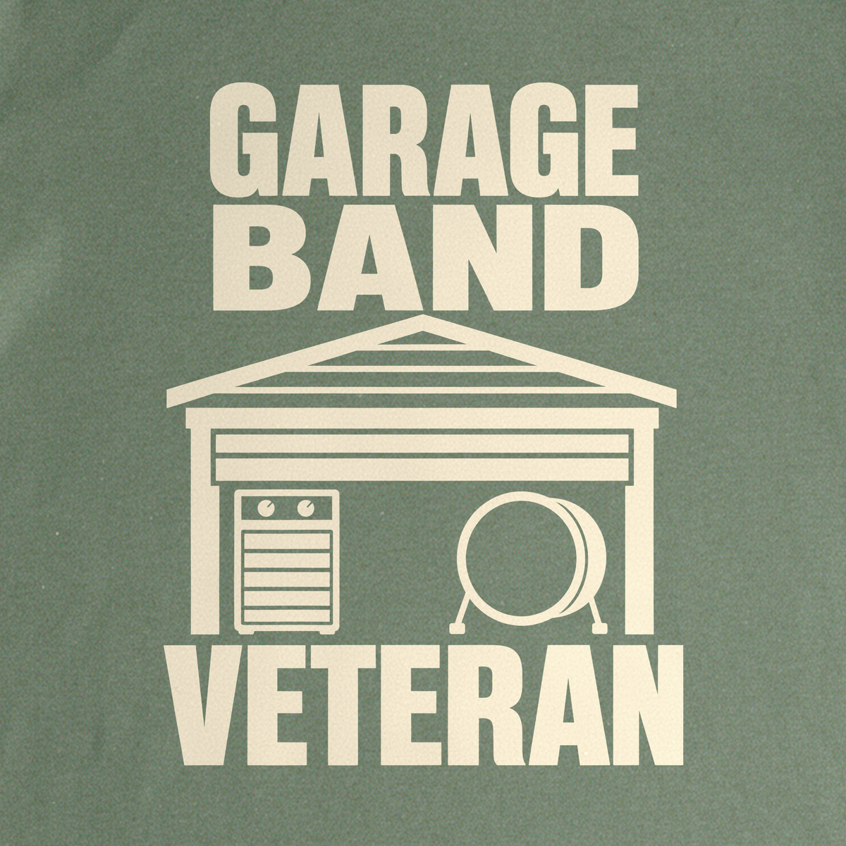 Garage Band Veteran Tee - Military Green close-up print