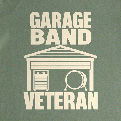 Garage Band Veteran Tee - Military Green close-up print