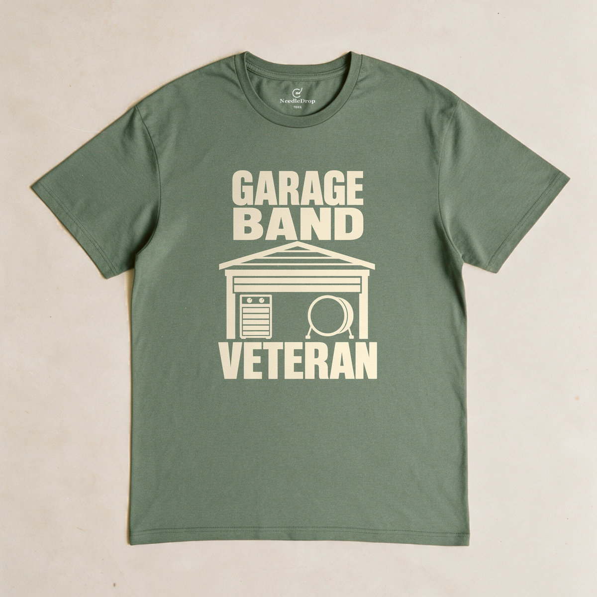 Garage Band Veteran Tee - Military Green flatlay