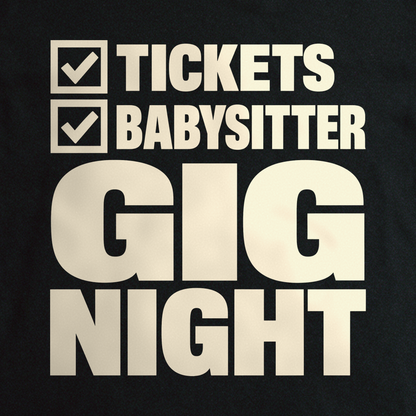 Gig Night Checklist Tee - Black close-up print