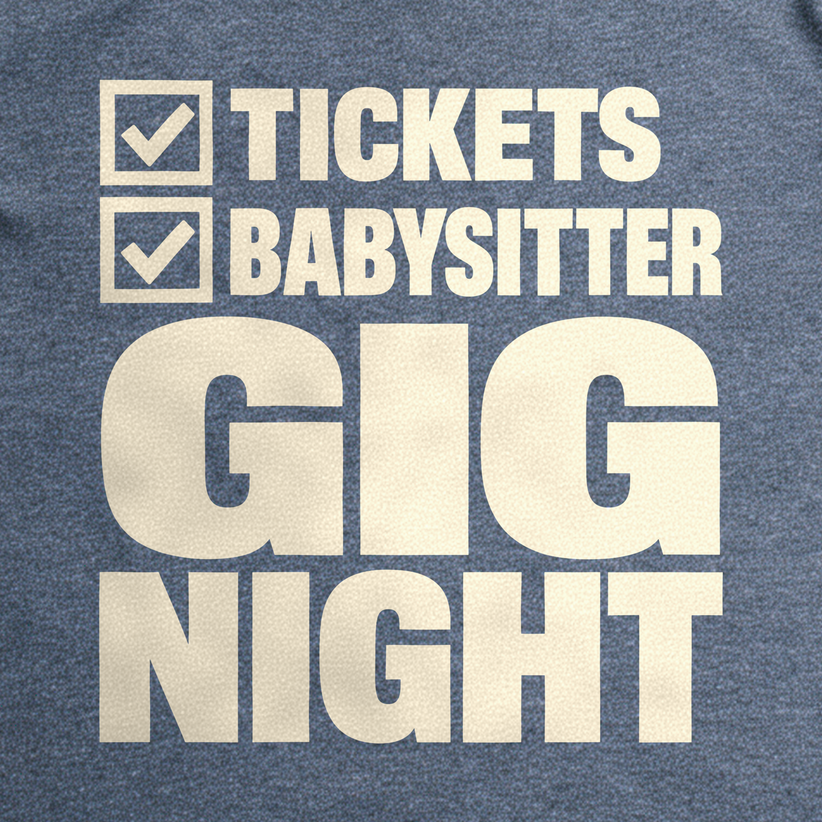 Gig Night Checklist Tee - Dark Heather Grey close-up print