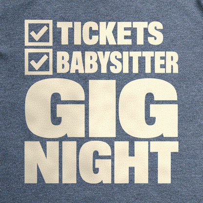 Gig Night Checklist Tee - Dark Heather Grey close-up print