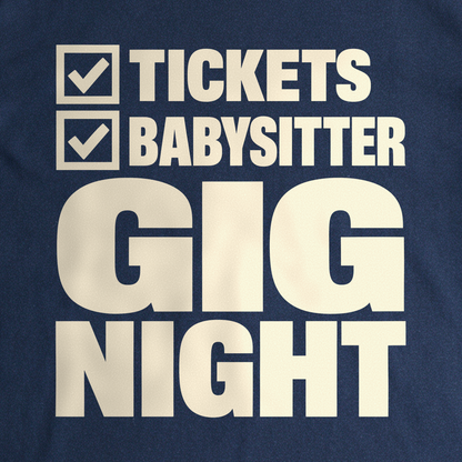 Gig Night Checklist Tee - Navy close-up print