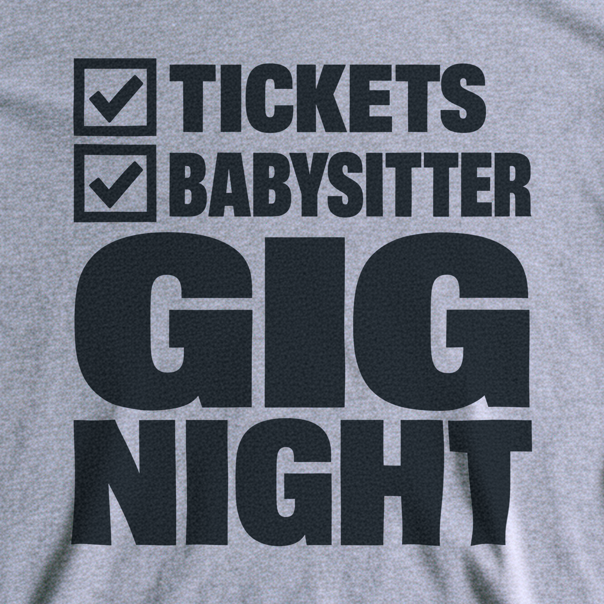 Gig Night Checklist Tee - Sport Grey close-up print