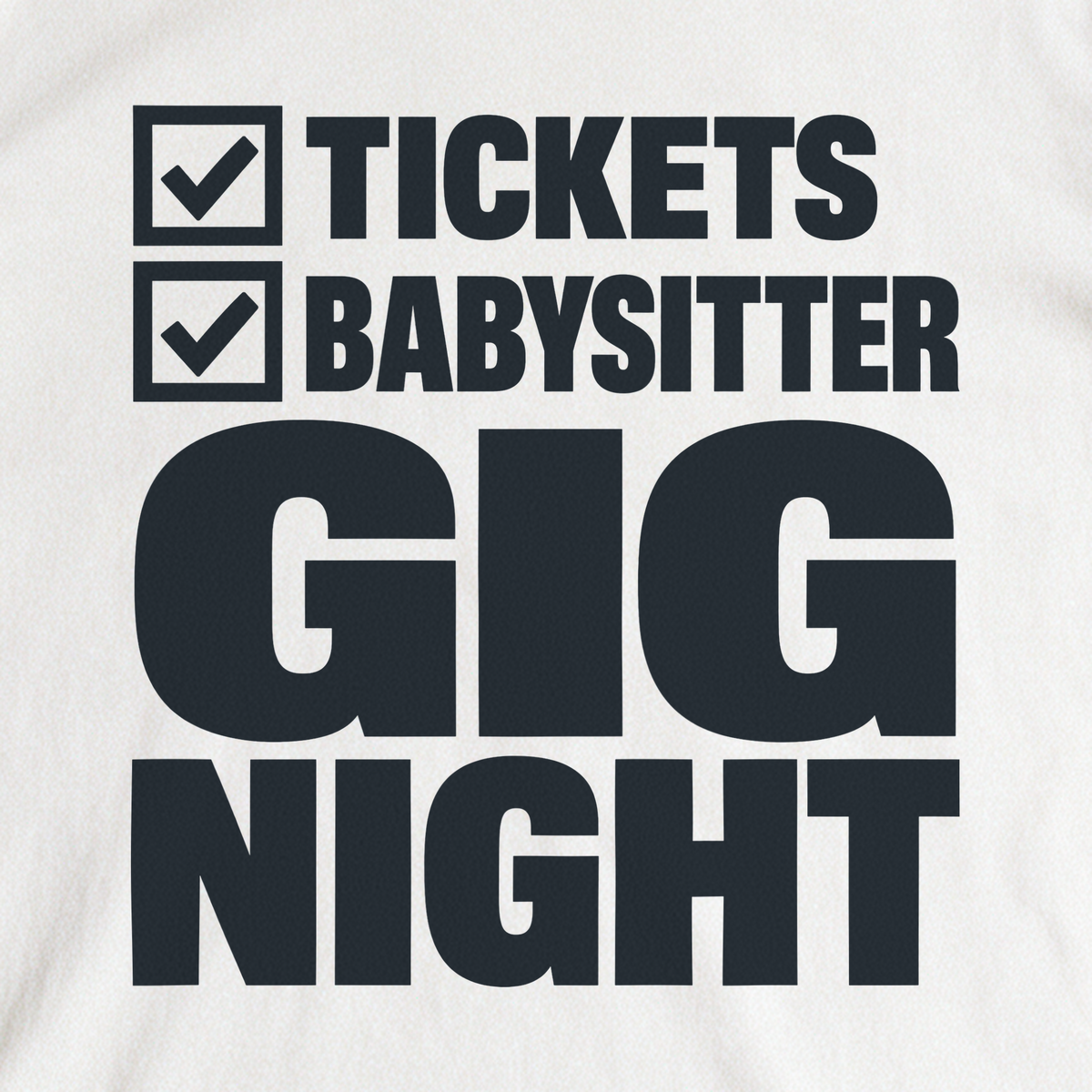 Gig Night Checklist Tee - White close-up print