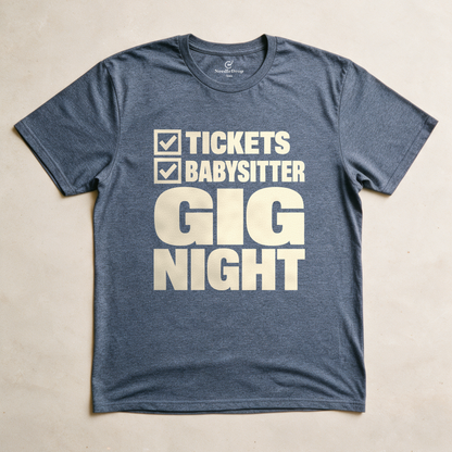 Gig Night Checklist Tee - Dark Heather Grey flatlay