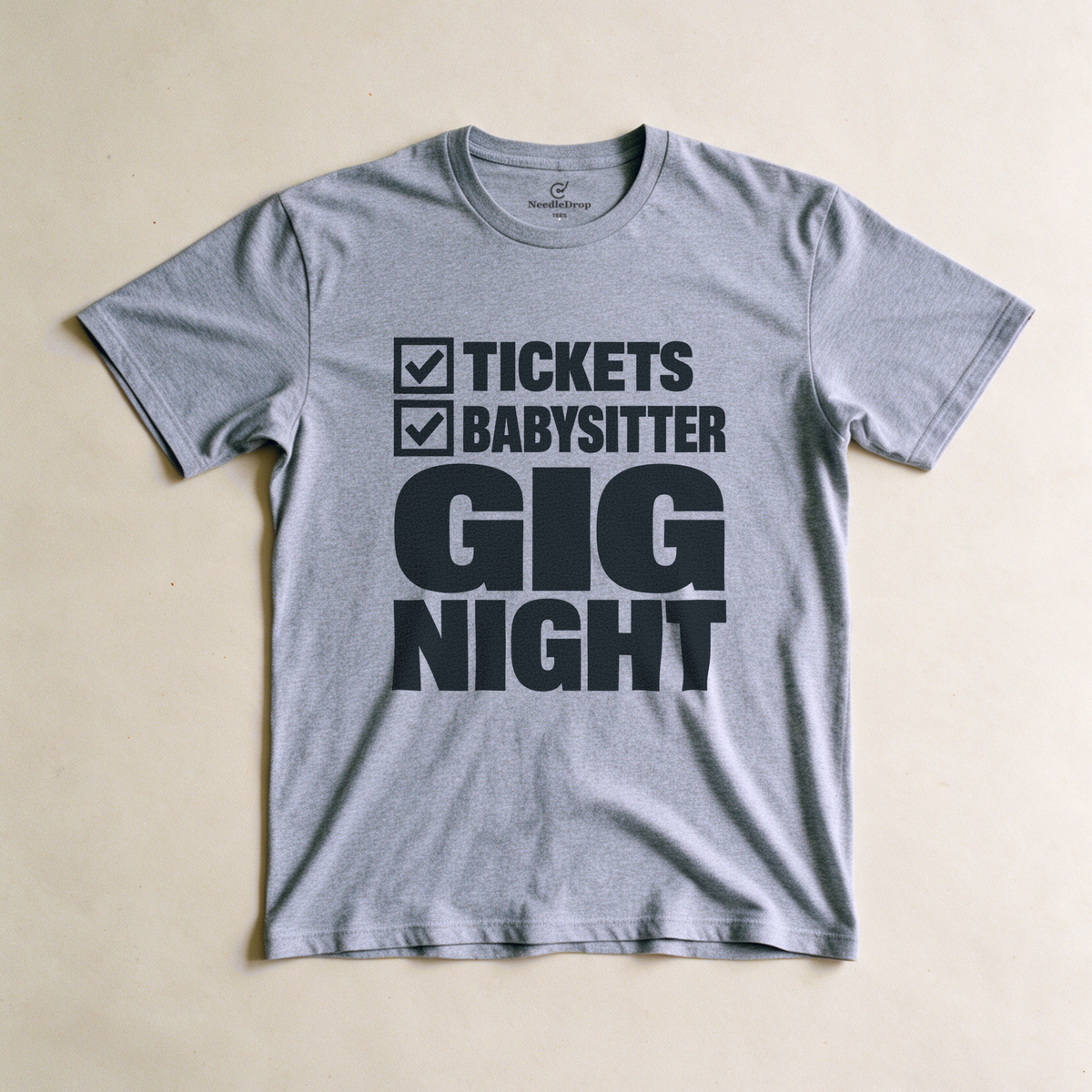 Gig Night Checklist Tee - Sport Grey flatlay