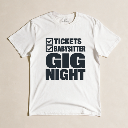 Gig Night Checklist Tee - White flatlay