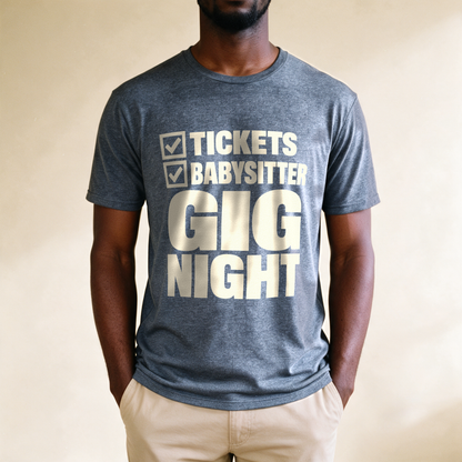 Gig Night Checklist Tee - Dark Heather Grey draagfoto