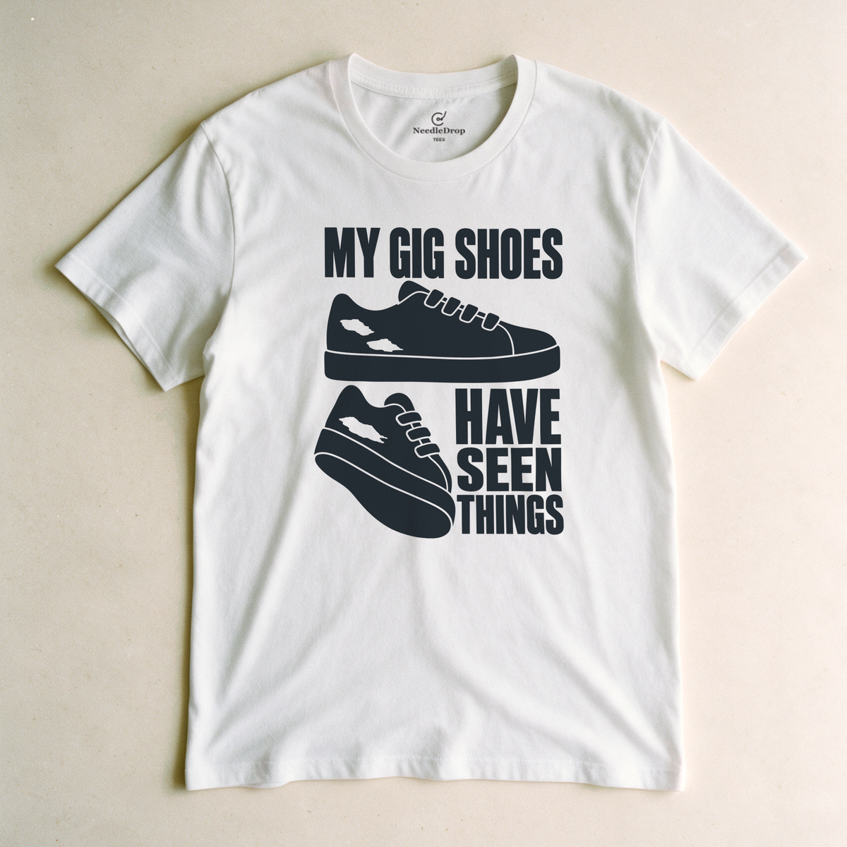 My Gig Shoes Have Seen Things Tee - White flatlay