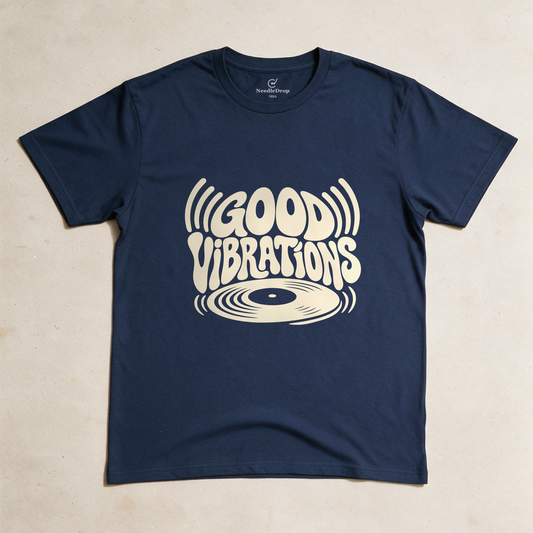 Good Vibrations Tee - Navy flatlay