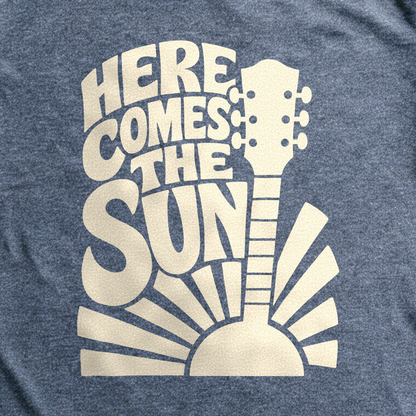 Here Comes the Sun Tee - Dark Heather Grey close-up print
