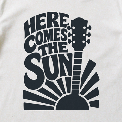 Here Comes the Sun Tee - White close-up print
