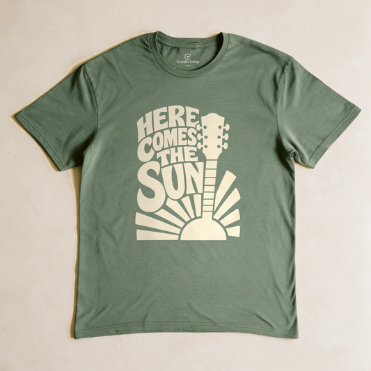 Here Comes the Sun Tee - Military Green flatlay
