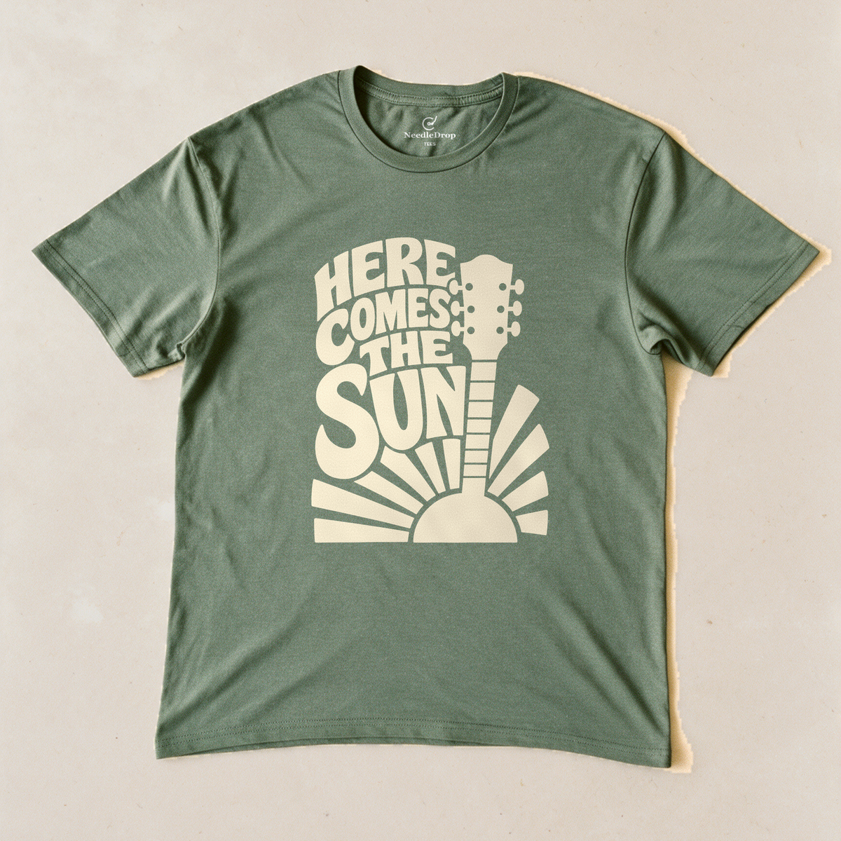 Here Comes the Sun Tee - Military Green flatlay