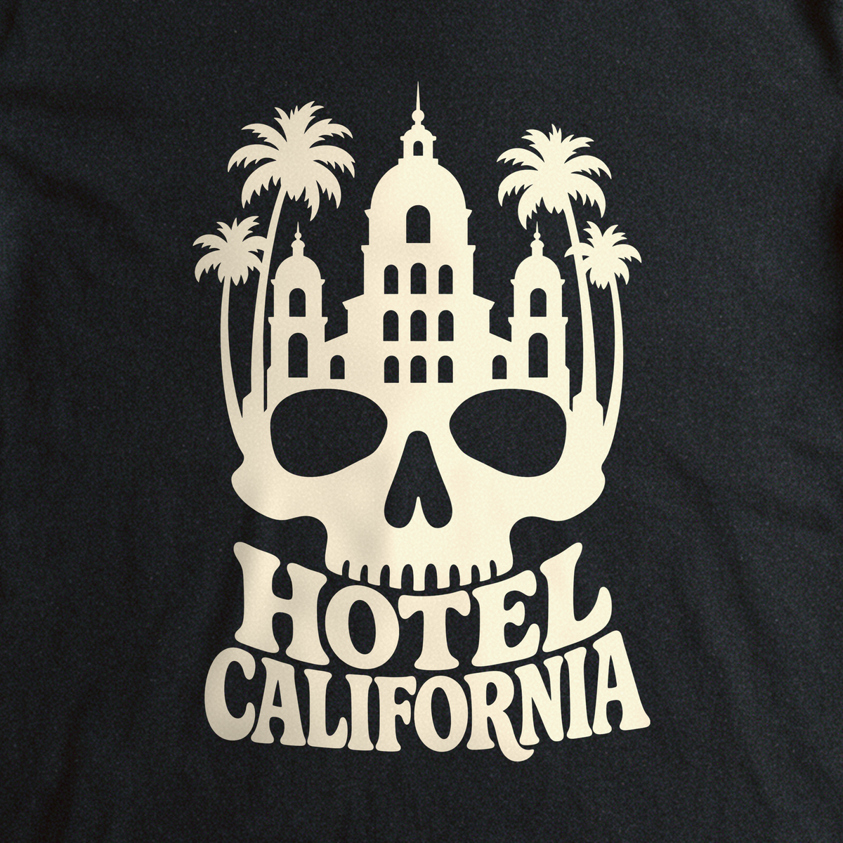 Hotel California Tee - Black close-up print
