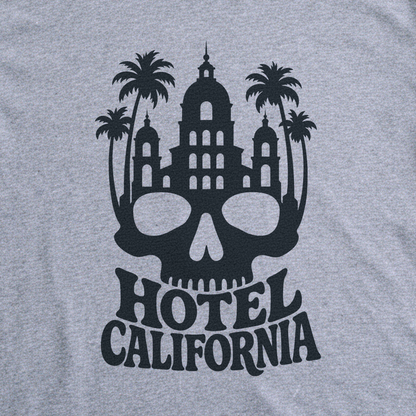 Hotel California Tee - Sport Grey close-up print