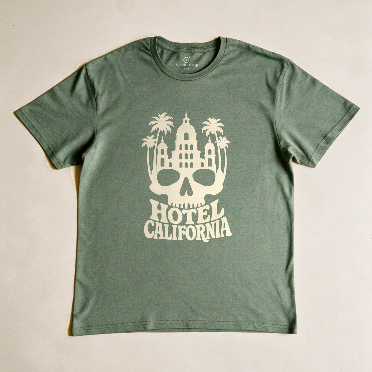 Hotel California Tee - Military Green flatlay