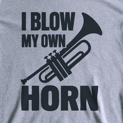 I Blow My Own Horn Tee - Sport Grey close-up print