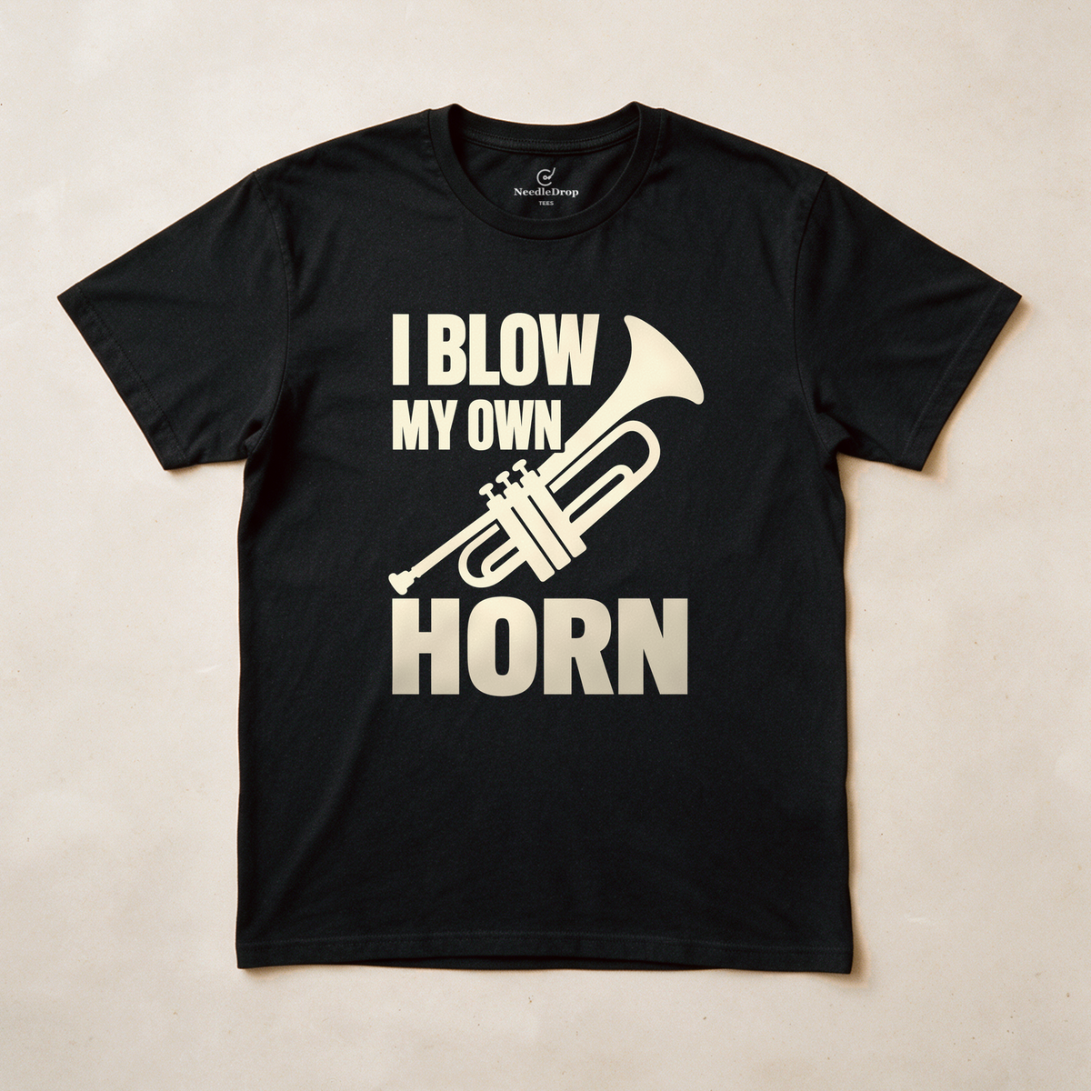 I Blow My Own Horn Tee - Black flatlay
