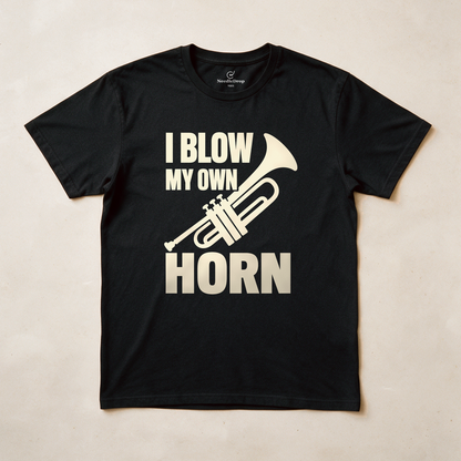 I Blow My Own Horn Tee - Black flatlay