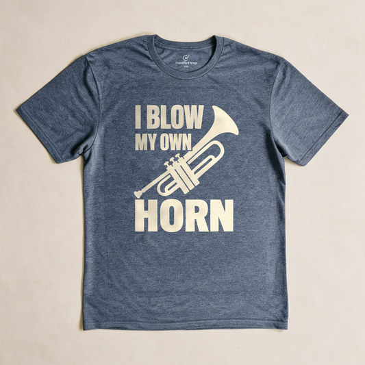 I Blow My Own Horn Tee - Dark Heather Grey flatlay