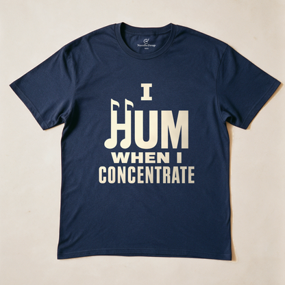 I Hum When I Concentrate Tee - Navy flatlay