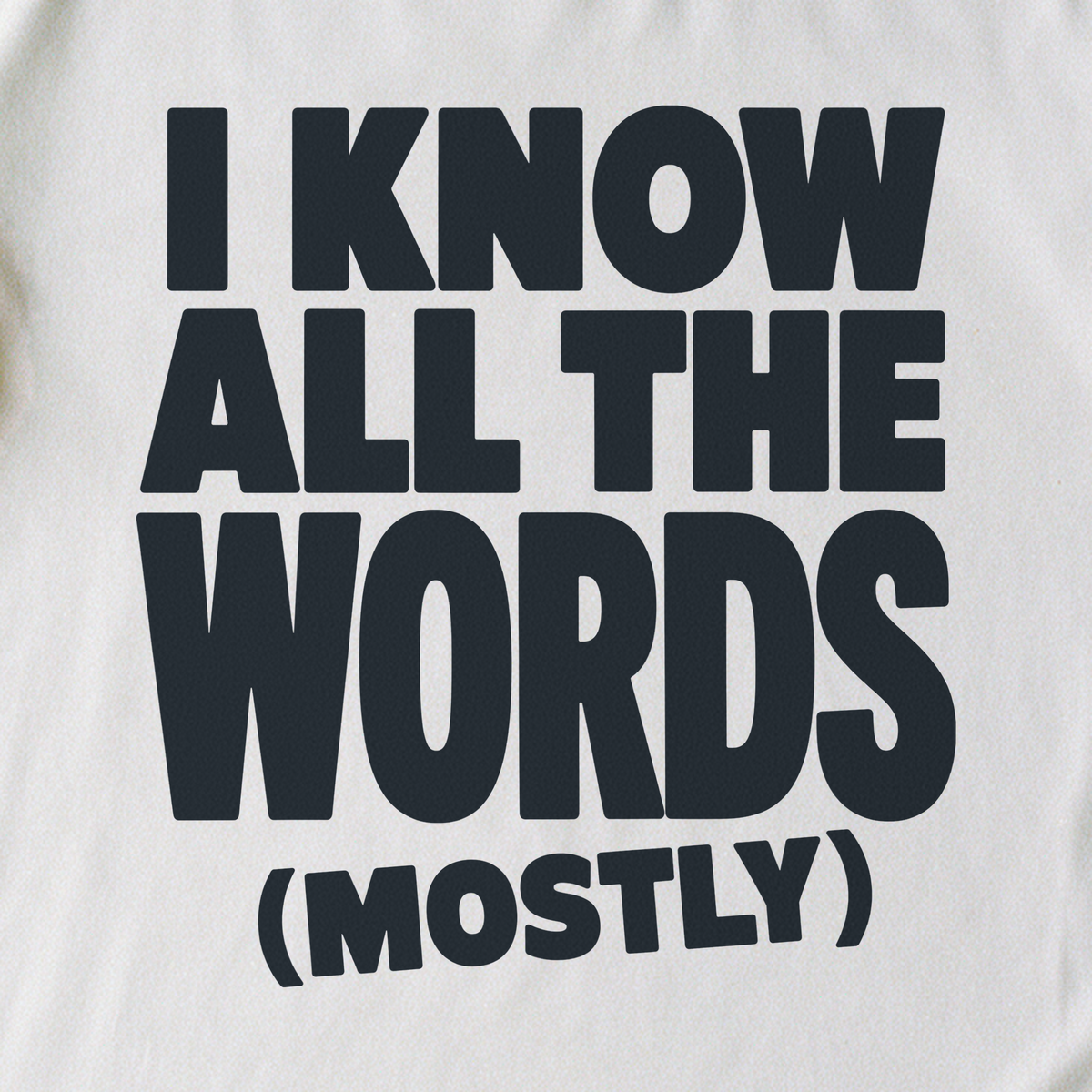 I Know All the Words (Mostly) Tee - White close-up print