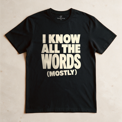 I Know All the Words (Mostly) Tee - Black flatlay