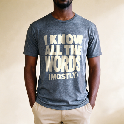 I Know All the Words (Mostly) Tee - Dark Heather Grey draagfoto