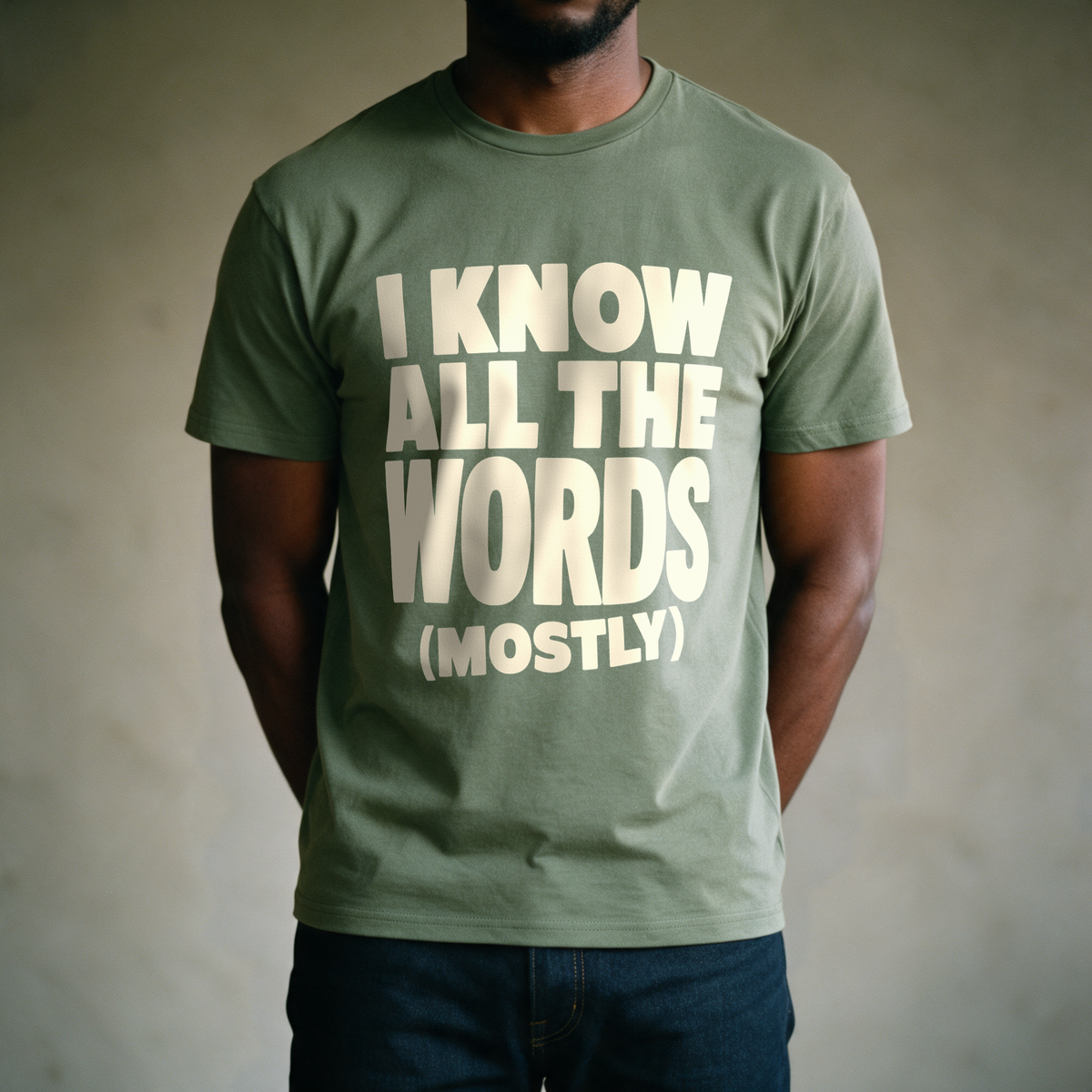 I Know All the Words (Mostly) Tee - Military Green draagfoto