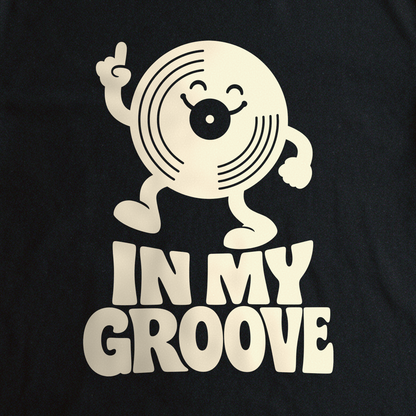 In My Groove Tee - Black close-up print