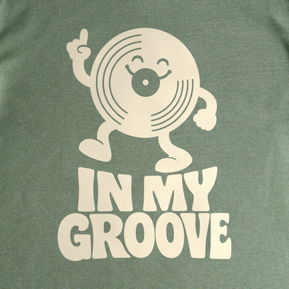 In My Groove Tee - Military Green close-up print