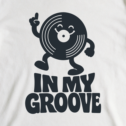 In My Groove Tee - White close-up print