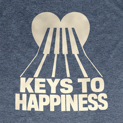 Keys to Happiness Tee - Dark Heather Grey close-up print