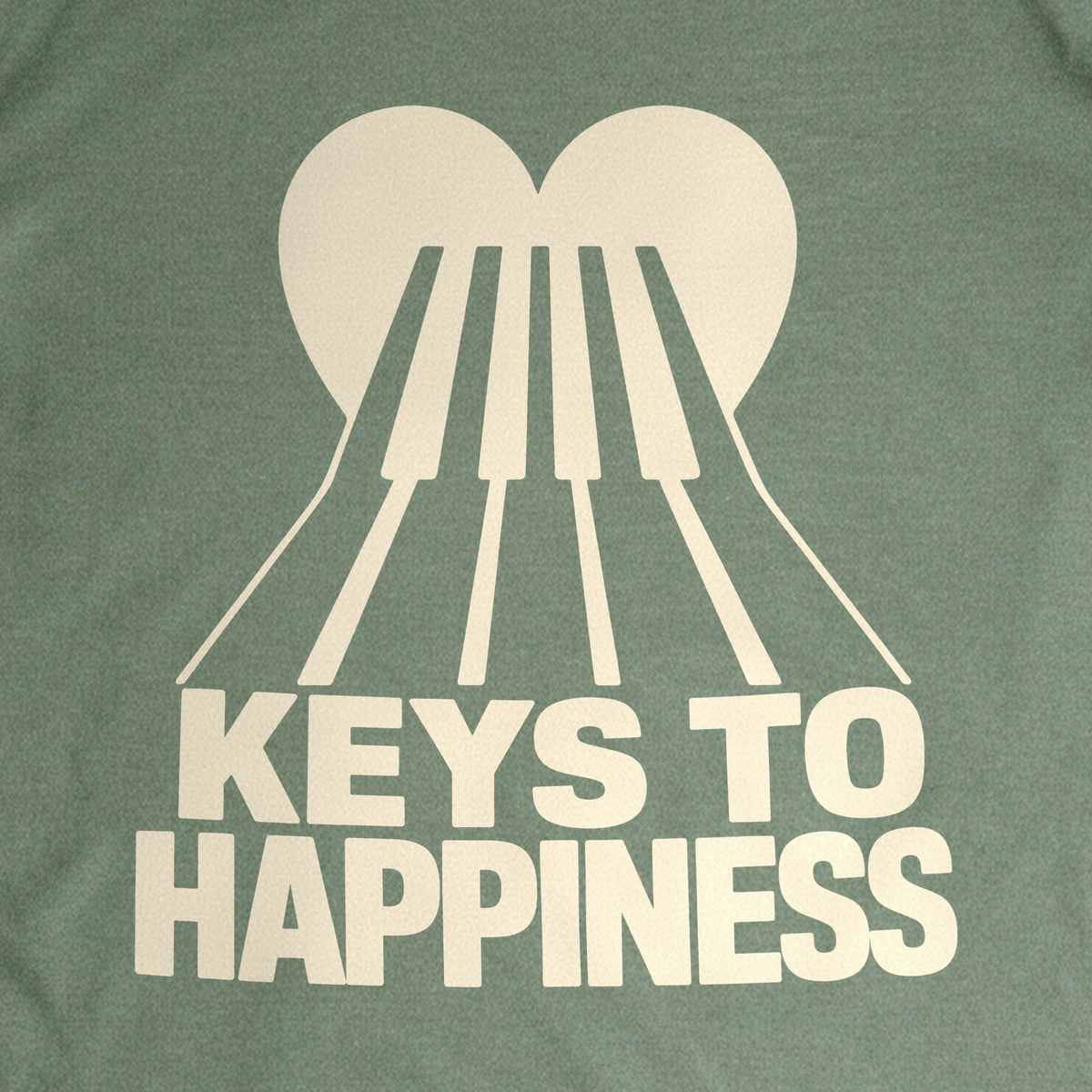 Keys to Happiness Tee - Military Green close-up print