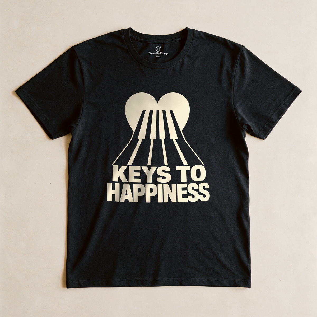 Keys to Happiness Tee - Black flatlay