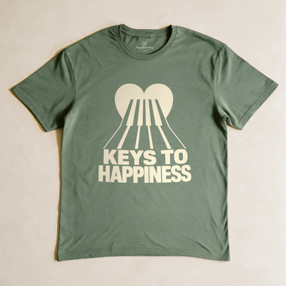 Keys to Happiness Tee - Military Green flatlay