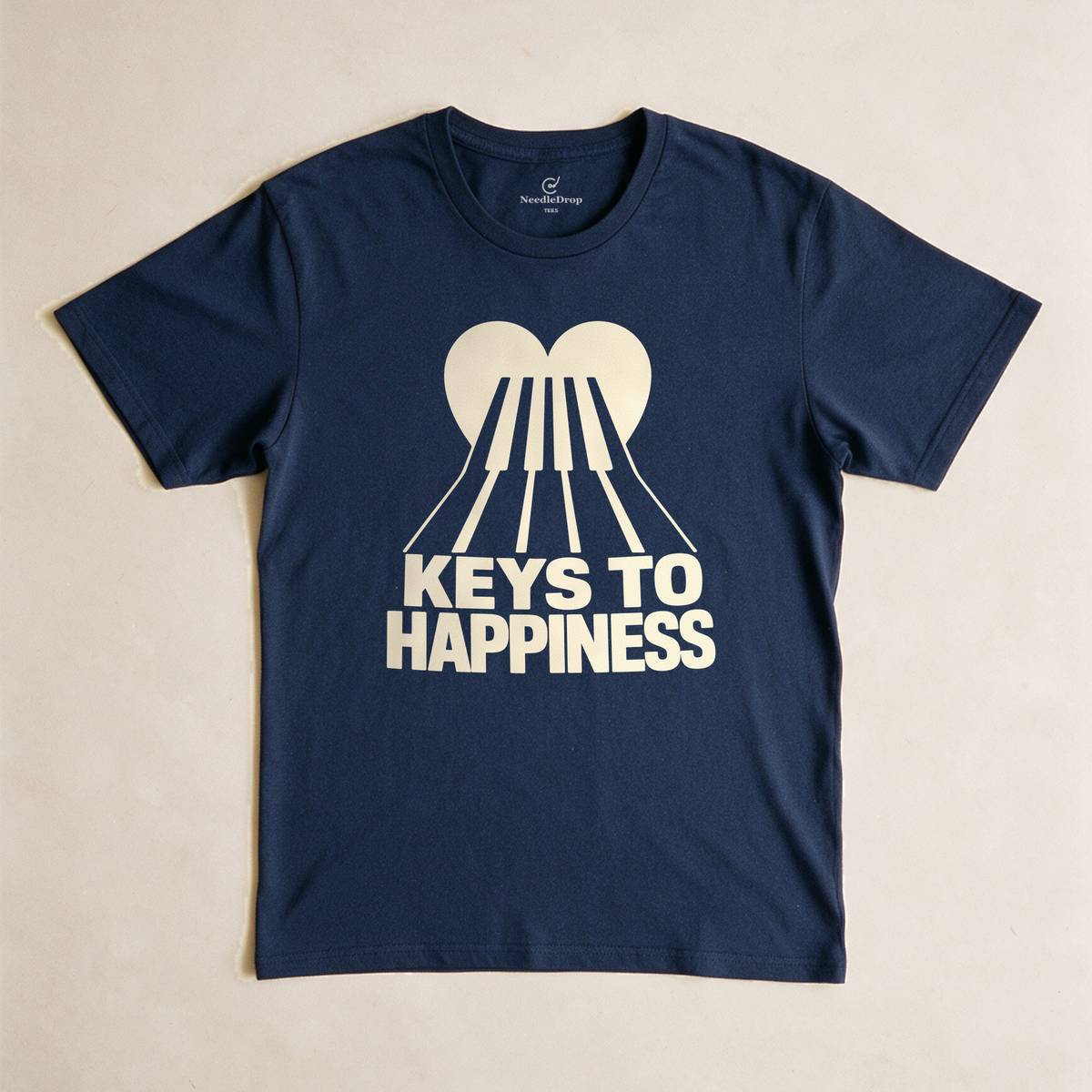 Keys to Happiness Tee - Navy flatlay