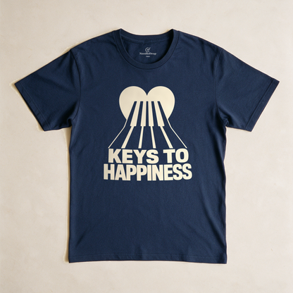 Keys to Happiness Tee - Navy flatlay