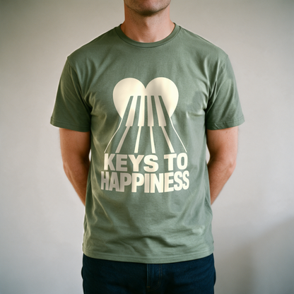 Keys to Happiness Tee - Military Green draagfoto