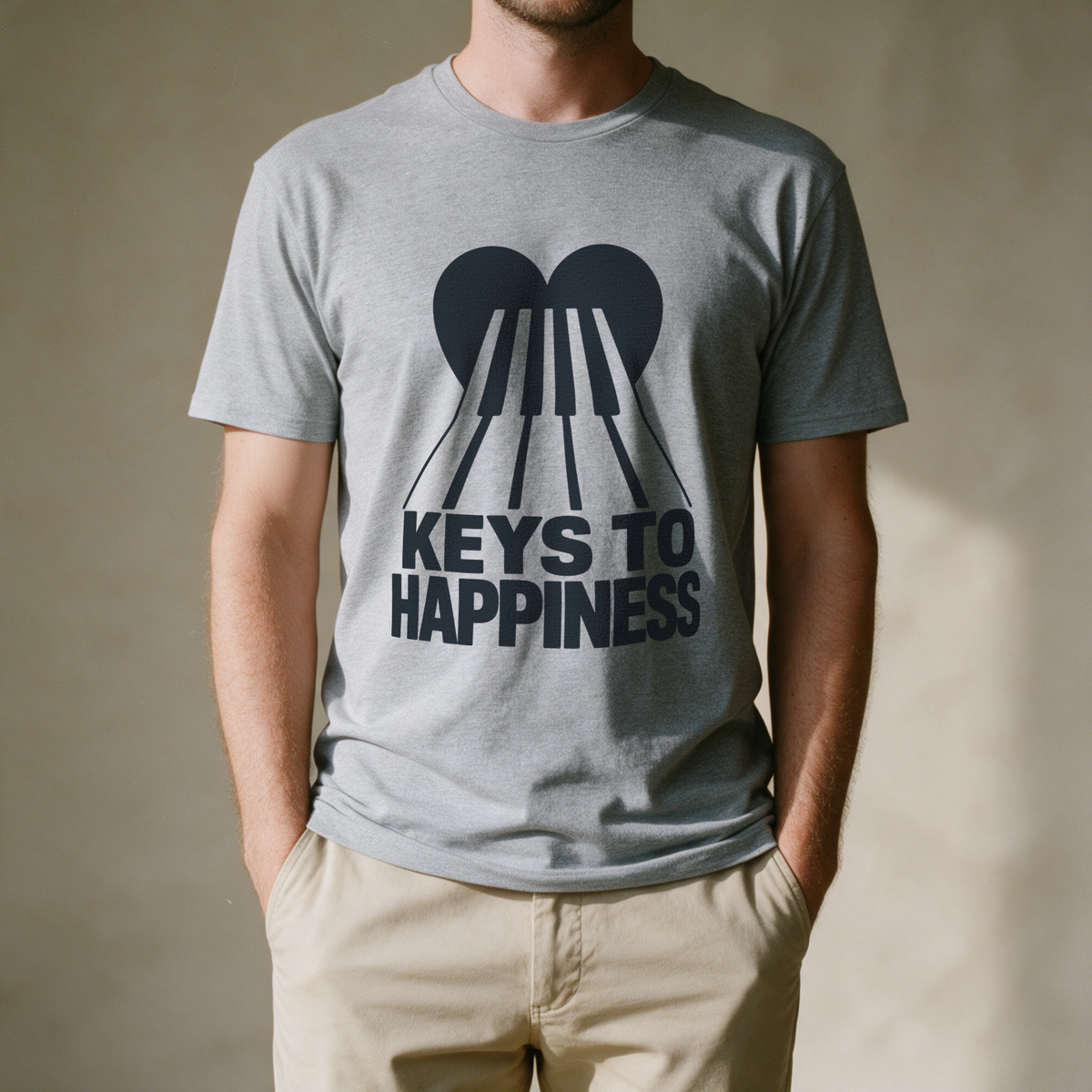 Keys to Happiness Tee - Sport Grey draagfoto