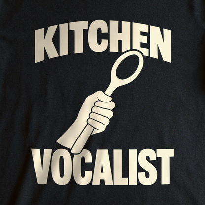 Kitchen Vocalist Tee - Black close-up print