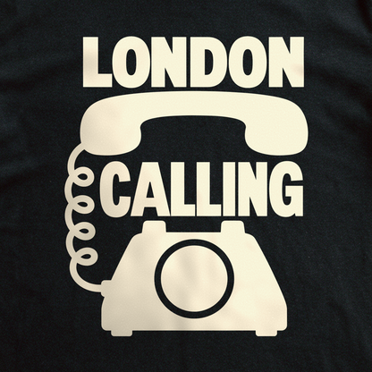 London Calling Tee - Black close-up print