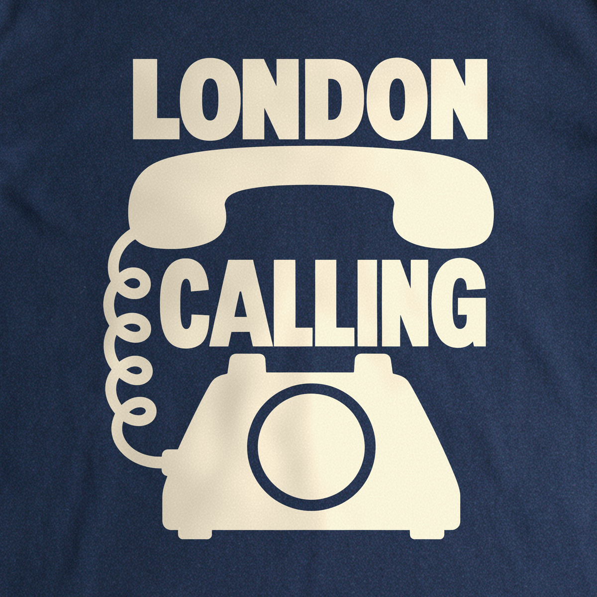 London Calling Tee - Navy close-up print