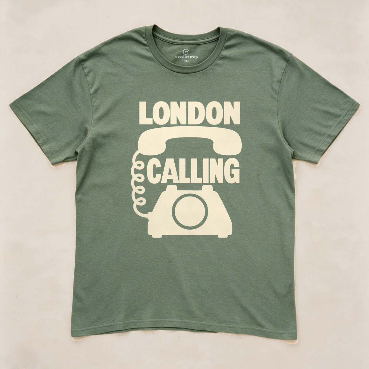 London Calling Tee - Military Green flatlay