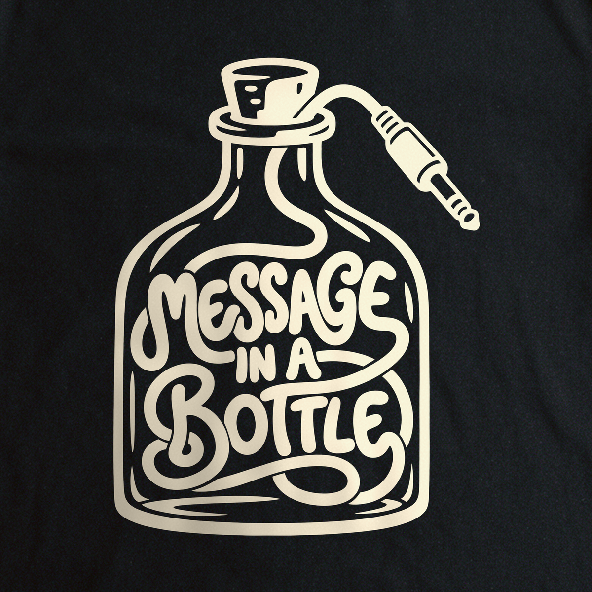 Message in a Bottle Cable Tee - Black close-up print