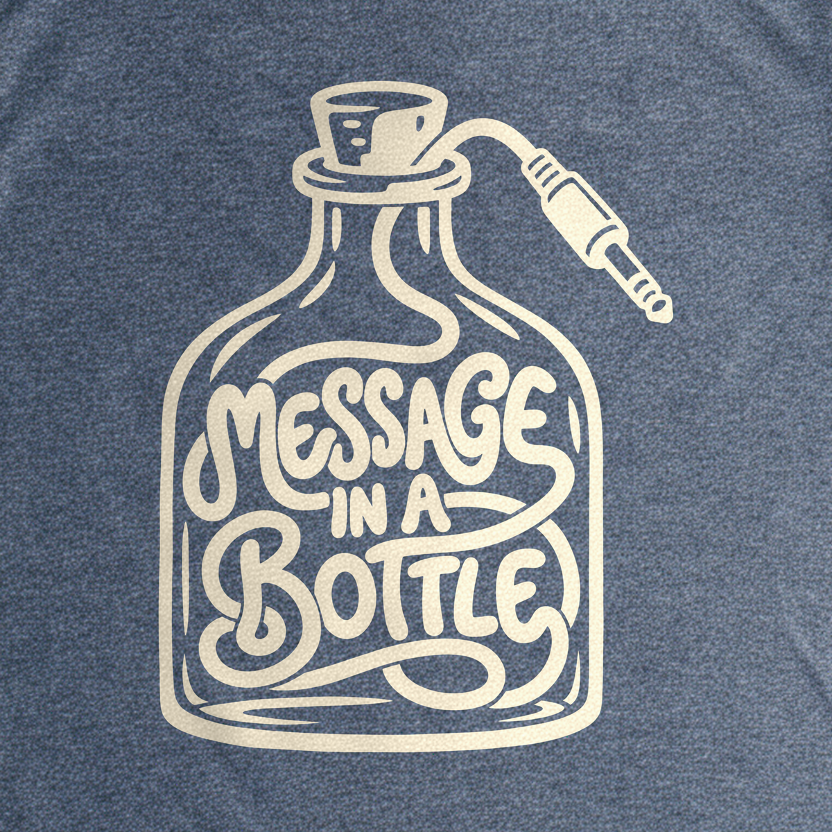 Message in a Bottle Cable Tee - Dark Heather Grey close-up print