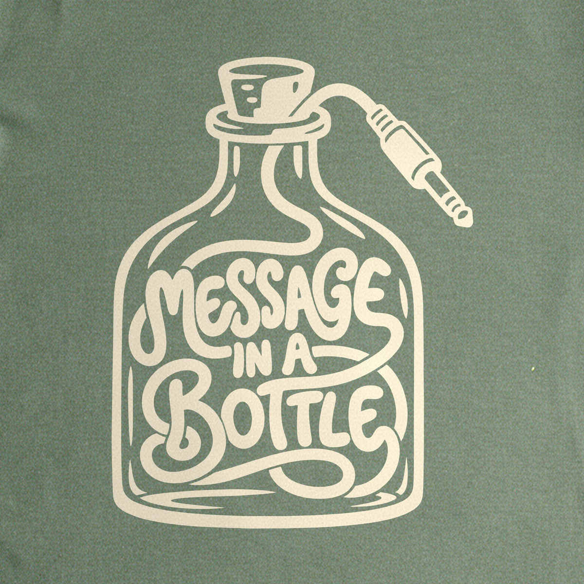 Message in a Bottle Cable Tee - Military Green close-up print