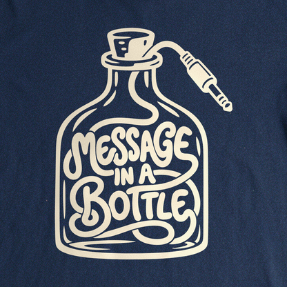 Message in a Bottle Cable Tee - Navy close-up print